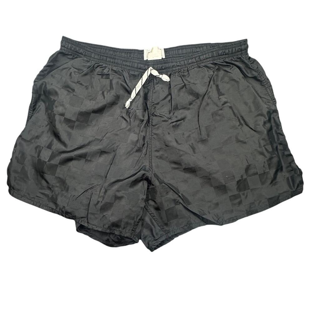 Dodger Shorts Checkerboard Split Hem Black Nylon XL